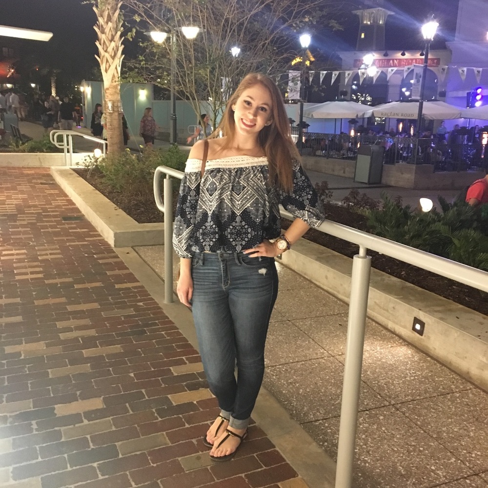 Navy Off Shoulder Top